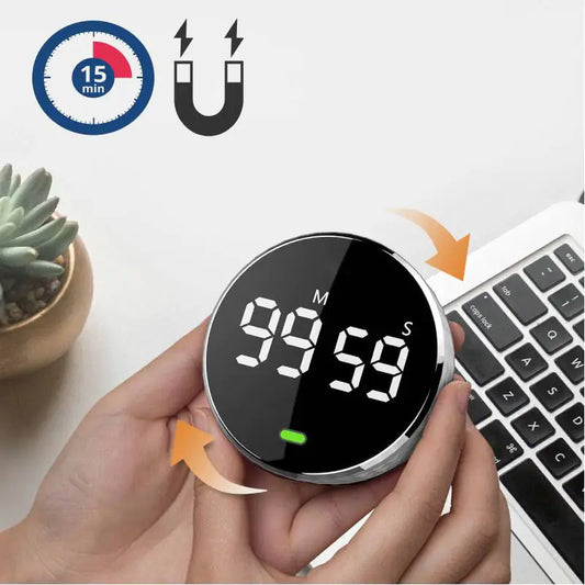 Digital Timer Magnetic Electronic Cooking Countdown Clock LED Mechanical Remind Alarm